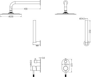 Душевая система Boheme Uno 464-NB никель брашированный